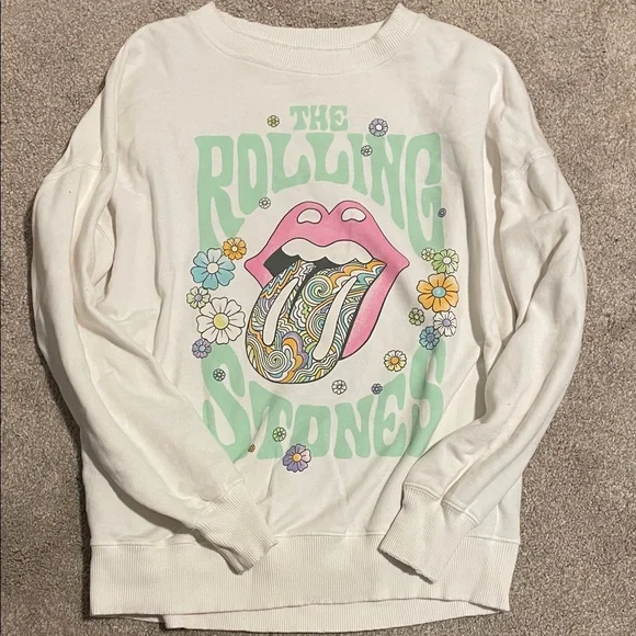 American Eagle Outfitters Womens White Graphic Sweatshirt size XS - Picture 1 of 1